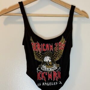 Black Graphic Boned Corset Tank Top